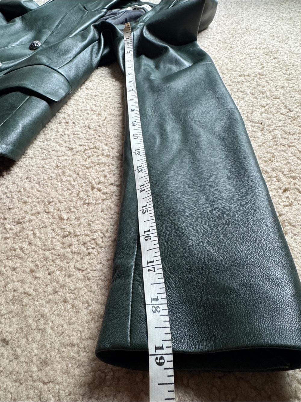 Veronica Beard Cooke Leather Dickey Jacket Dark Green size 6 - Picture 14 of 17